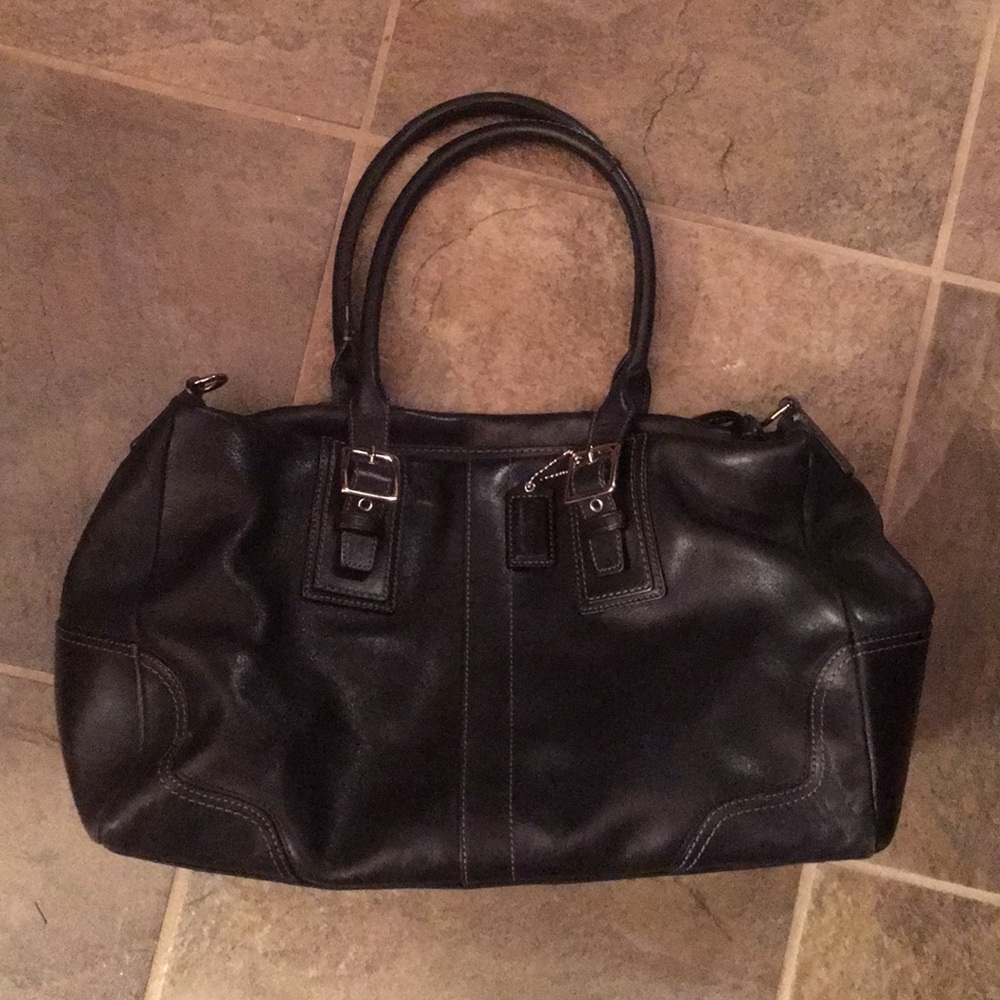 Coach Hampton leather satchel handbag, black